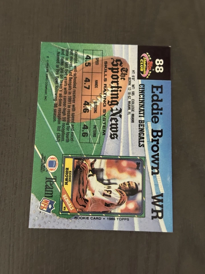 1992 Topps Stadium Club #88 EDDIE BROWN Auto Autographed HAND SIGNED Card - Image 2 of 2