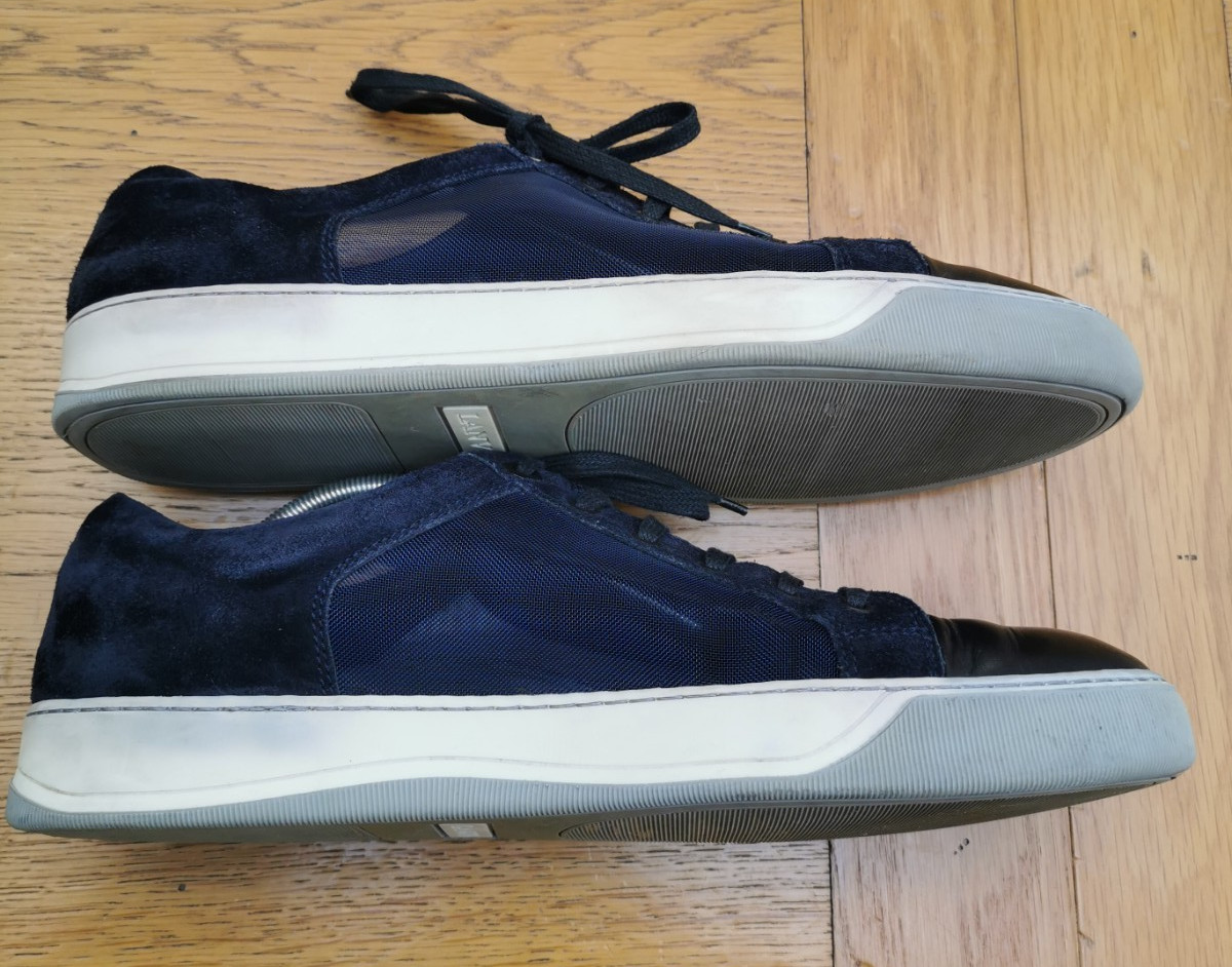 Lanvin DBB1 Sneakers Mens UK Size 10 Blue Suede / Mesh Leather Toe Cap RRP £460 image 7