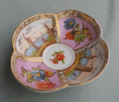 ANTIQUE HELENA WOLFSOHN AUGUSTUS REX MARK QUATREFOIL SAUCER HARBOR