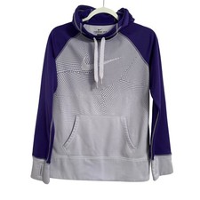 Nike Therma Fit Womens M Athletic Purple Gradient Hoodie Logo Swoosh Gym Fleece