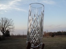 Lead Clear Glass Crystal Candle Hurricane Lamp Shade Diamond Pattern  - 10 1/2"