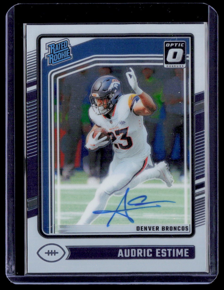 Audric Estime 2024 Donruss Optic #206 Rated Rookies RPS Auto /325 Broncos