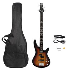 Electric Bass Guitar Set Full Size 4 String Right Handed with Bass Bag  Sunset