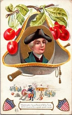 Vintage 1916 Patriotic George Washington Cherry Valley Forge Postcard