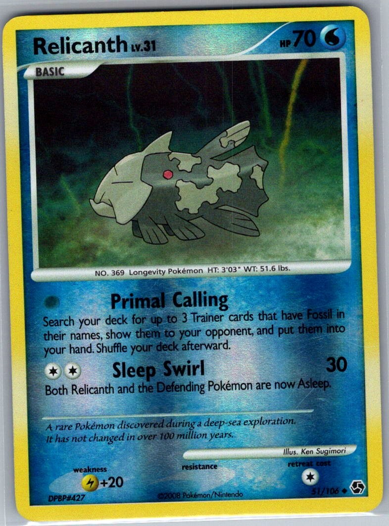 Relicanth 51/106 Reverse Holo Great Encounters - Pokemon Card - NM