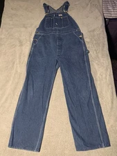 VINTAGE Dickies Men’s 38x32 Blue Denim Work Overalls Carpenter Utility USA