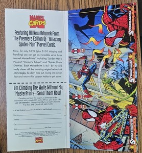 1994 Marvel Masterprints Insert 3 Card Promo Attached SPIDER-MAN 