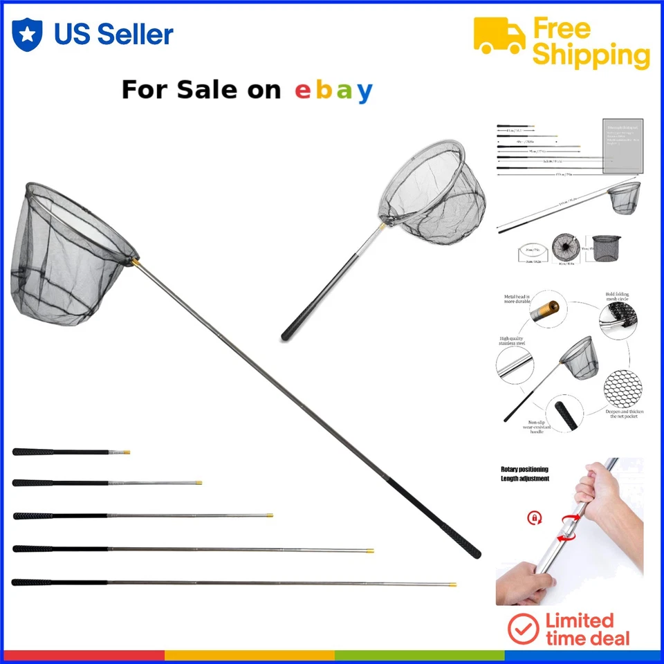 Fischernetz Aluminium Teleskopstiel 75 Zoll langer Schlauch gummibeschichtetes Netz