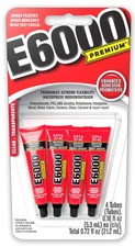 E6000 Premium Clear Adhesive Mini Pack 4/Pkg-.18oz Each - 3 Pack
