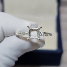 6x6 MM Semi Mount Ring, 925 Solid Sterling Silver Ring, Square Cut Gemstone