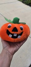 Vintage Halloween Plush Stuffed Jack O Lantern Pumpkin 7.5X6 1989 VTG