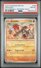 GROUDON #049 REVERSE HOLO 2025 POKEMON PRE EN PRISMATIC EVOLUTIONS PSA 8 #49