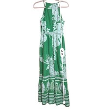 Farm Rio Green Eyelet Tropical Maxi Dress Size XS