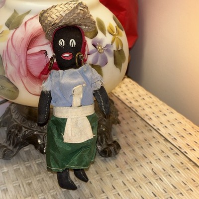 Vintage 1960 s Cloth Caribbean Doll with Clothes and Hat  Some Fruit Missing