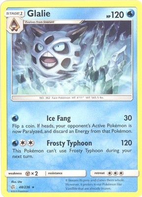 Pokemon Card - Sun & Moon Cosmic Eclipse 48/236 - GLALIE (rare) - NM/M