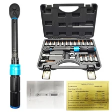 21Pcs Torque Wrench Set 1/4" Dual-Direction 5-25Nm, Includes Allen, Hex, Torx