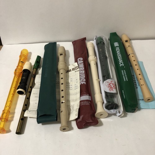 LOT OF 7 RECORDERS - FLUTES - SOPRANO to TENOR - VINTAGE AND OLD MODELS