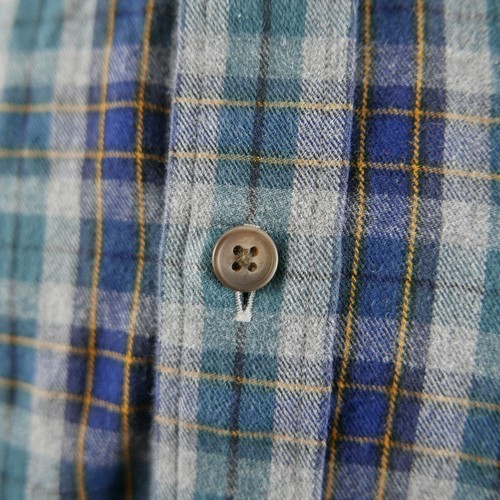 Black Brown 1826 Mens LS Button Down Teal Navy Plaid Flannel Dress Shirt Large - Picture 4 of 11