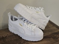 Puma Mayze Classic 384209-01 Sneakers Womens White Leather Platform Shoes Size 7