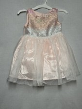 Cat  Jack- Toddler Girls' Metallic Ombre A-Line Dress-12M Blush Pink NWT 