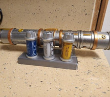 Silver Lightsaber and Kyber Crystal Stand Holder - Holds Saber and 3 Crystals