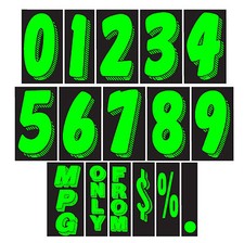 7 12 Chartreuse Vinyl Windshield Numbers Car Lot Pricing Stickers  109