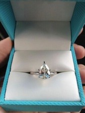 Solitaire 1.80Ct Diamond Solid 14K White Gold Engagement Ring Simulated Size 6.5