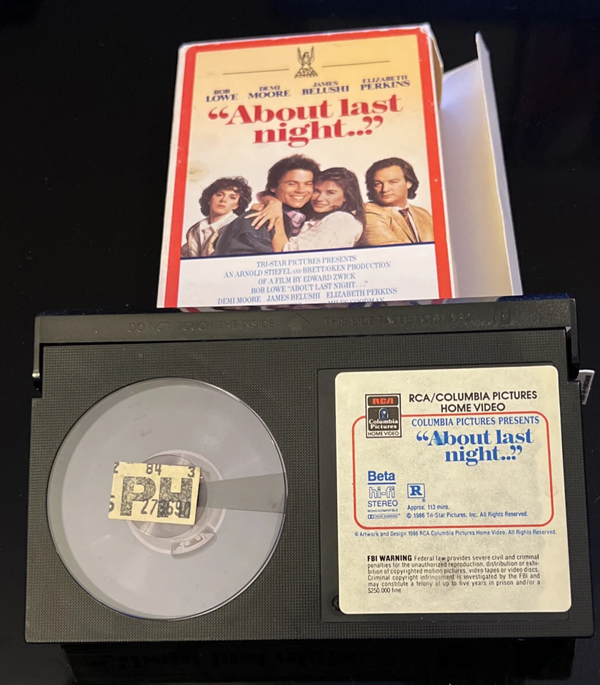 About Last Night. Beta (not VHS). 80’s Comedy/Drama. Betamax Tape. Foto 3 de 4