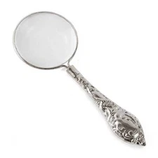 European Retro Glass Lens Embossed Handle Reading Magnifying Glass - 6x - 45mm