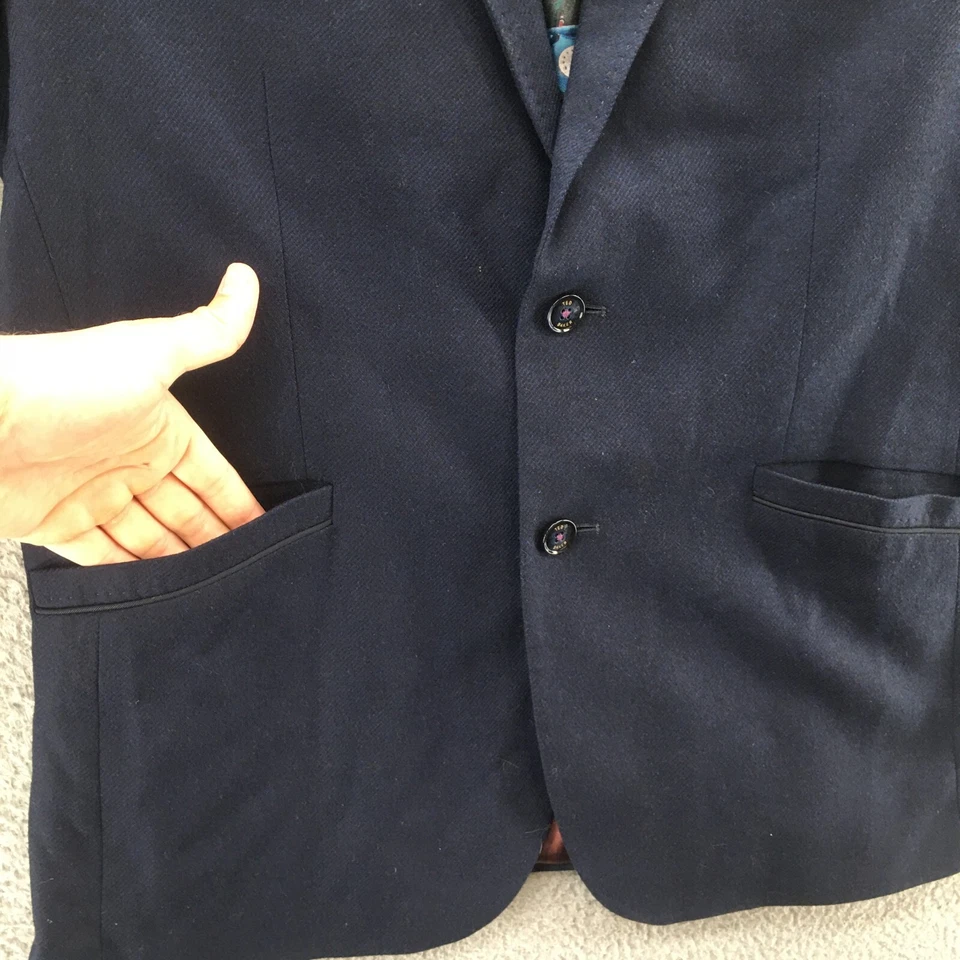 Ted Baker London Blazer Traje Chaqueta Para Hombres 5 Azul Manga Larga Botón Delantero Formal Foto 4 de 4