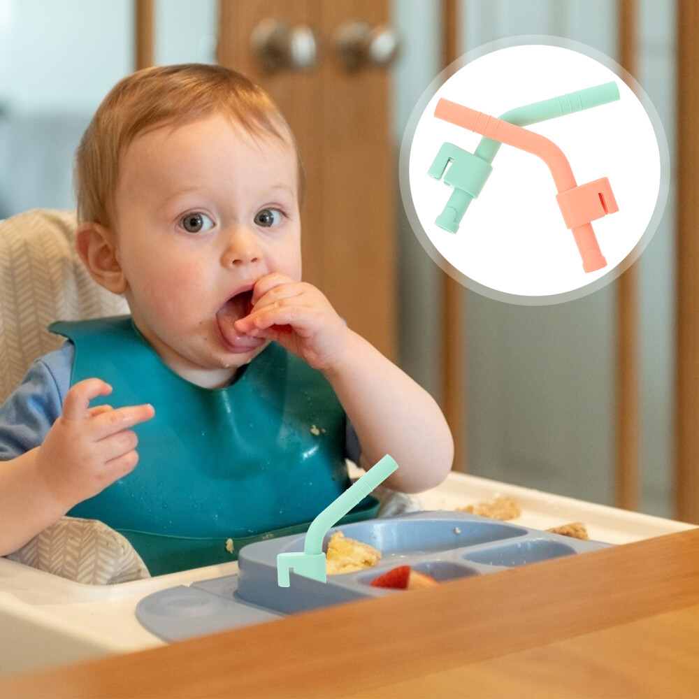 2Pcs Baby Training Flatware Reusable Drinking Straws Hollow Tubes
