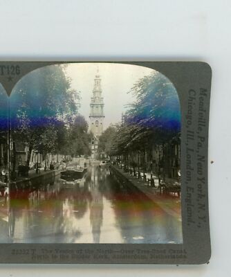 Tree Lined Canals Zuider Kerk Holland Keystone Stereoview
