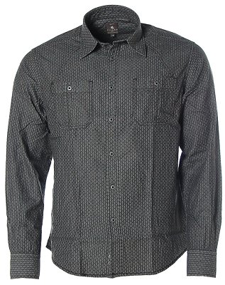 Kitaro Herren Langarm Hemd Kentkragen gemustert Dusty Black M K8276