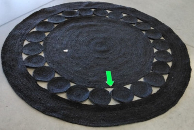 BLACK 6' X 6' Round Broken Thread Rug, Reduced Price 1172726763 NF364D-6R