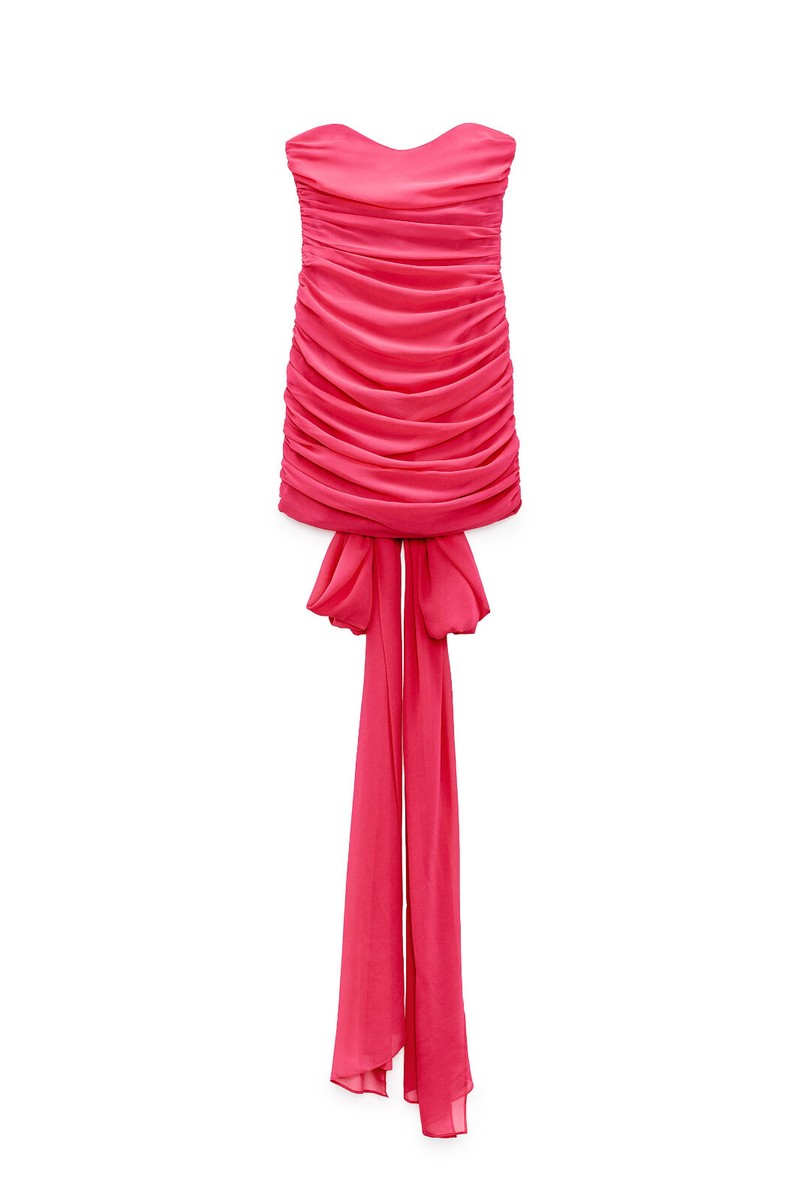 barbie pink dress zara ZARA BARBIE THE MOVIE STRAPLESS DRESS GINGHAM PINK DRESS 3067/244 ALL SIZES