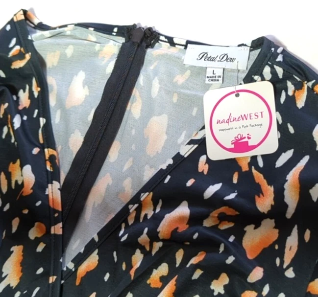 Vestido Nadine West Petal Dew Talla L Hasta la Rodilla Estampado Abstracto Cremallera Rayón Spandex Foto 2 de 4