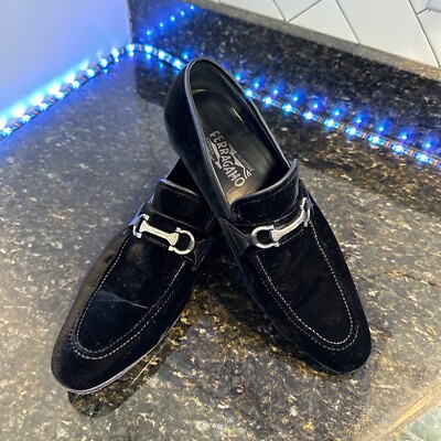 Salvatore Ferragamo Black Velvet Gancini Bit Loafers Men’s Size 11 D FERRAGAMO Velvet Gancio Loafers | Saks Fifth Avenue main image 3