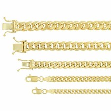 14k Yellow Gold Miami Cuban Link Chain Necklace 3.75mm-7.3mm Size 16"-30" Hollow