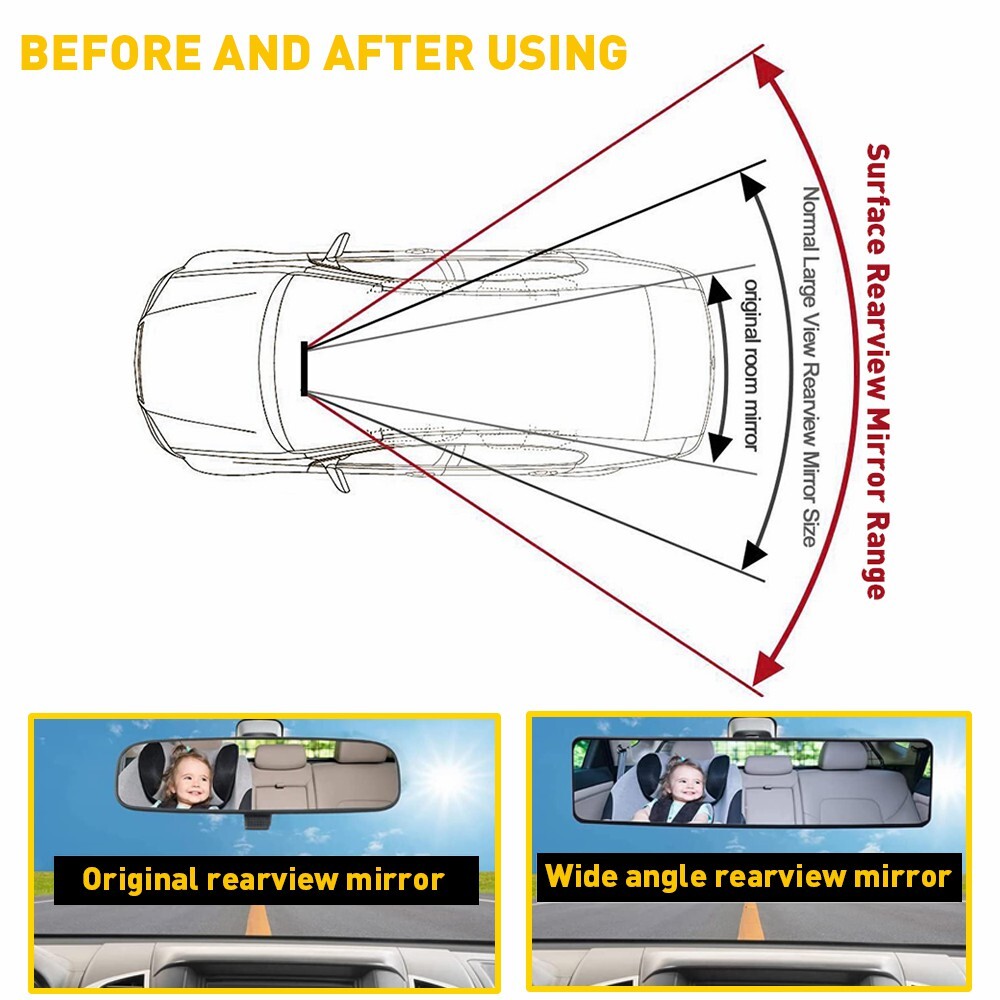 Interior Rear Mirror View 300mm Anti-glare Convex Car Panoramic Wide Angle
