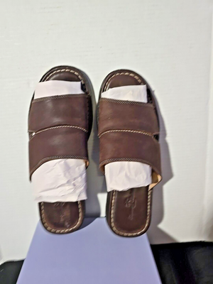 Tommy Bahama Sandals Men\'s Size 14 Brown Leather Slip On Slide Vero Beach TB-317 Tommy bahamas sandals mens - Gem main image 2