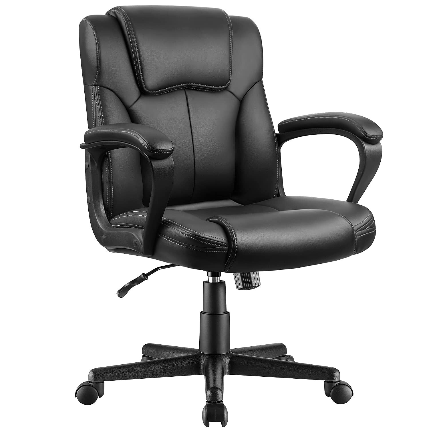 Executive Office Chair Mid Back Swivel Computer Task, Ergonomic Leather-Padde...