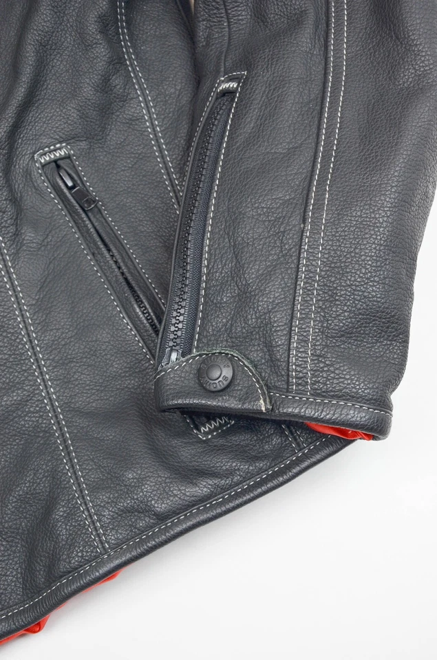 Chaqueta de moto Suomy negra de cuero genuino forro CE - talla XL Foto 4 de 4