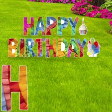 HAPPY BIRTHDAY Plastic Outdoor 15" Letter Set YARD SIGN Staked Standup CREPE