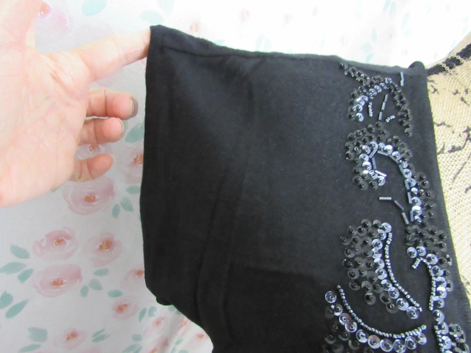 CASA BLANCA MERCADO NEGRO, SUÉTER MUJER SEDA NEGRO BL CUELLO EN V CUENTAS, TALLA M Foto 4 de 4