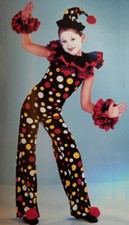 Child XL CLOWN Complete Costume w/ Hat, Cuff, Collar, Poms Included Dance
