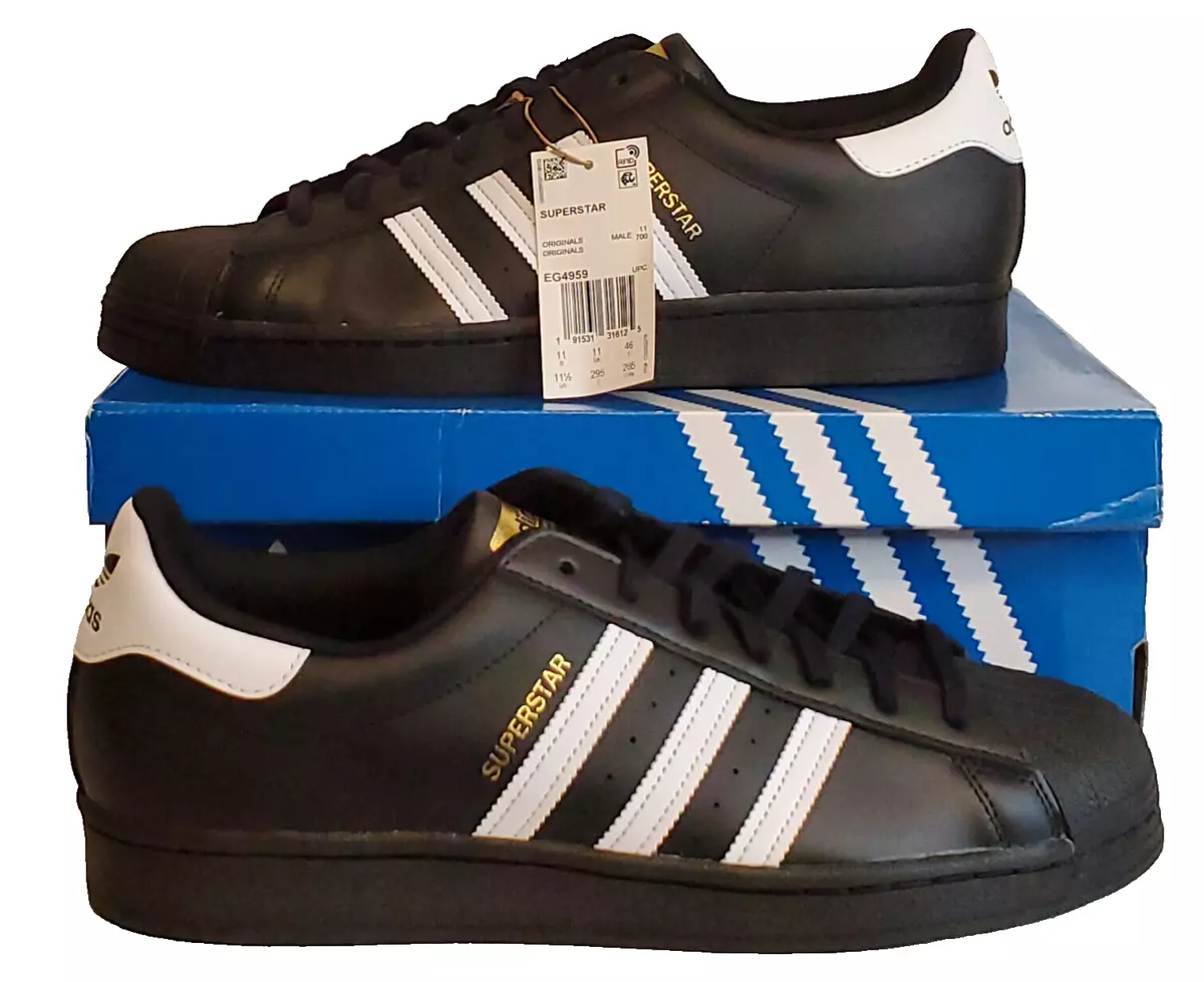 adidas Originals Superstar Black White Gold Men Women Unisex Classic Shoe  EG4959