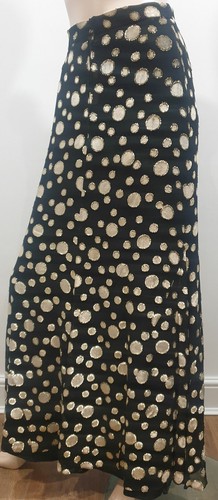 Maxi gonna da sera CHLOE nera panna velluto oro cerchio ricamato lunghezza intera - Foto 1 di 9