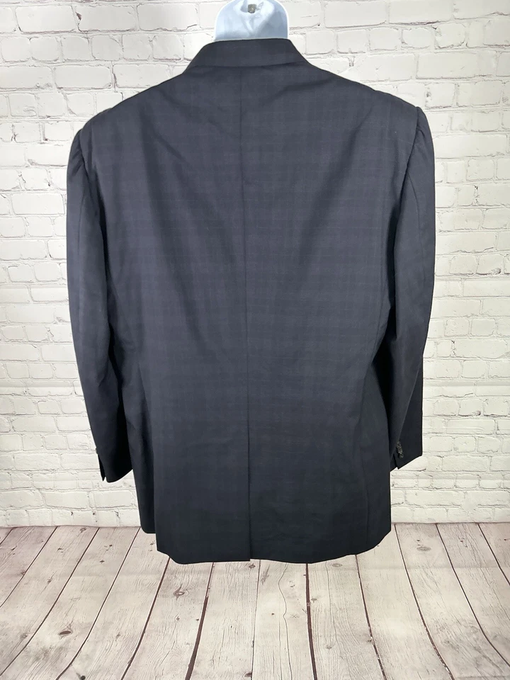 Bergdorf Goodman Azul Marino Cuadros 100% Lana Super 100’s Traje Chaqueta 44L Pantalones (37x32) Foto 3 de 4