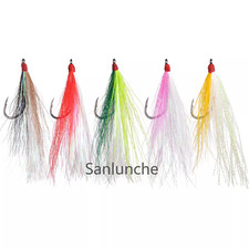 5pcs Bucktail Teaser Flies Fishing Hook Sea Bass Fluke Cod Plugs Rigs 95mm/1.4g
