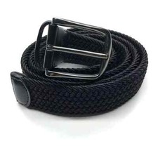 Penguin Black Mens Belt Sz M 34-36 Stretch Gunmetal Buckle 1 1/4"